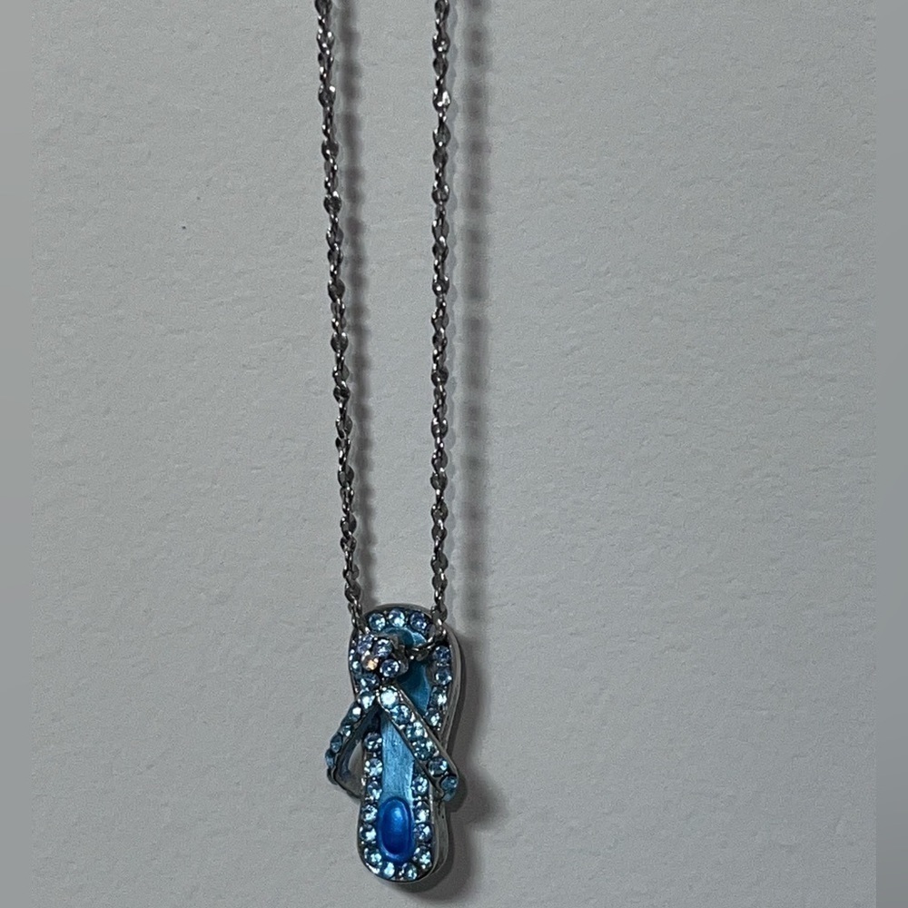 Blue Rhinestone Sandal Necklace